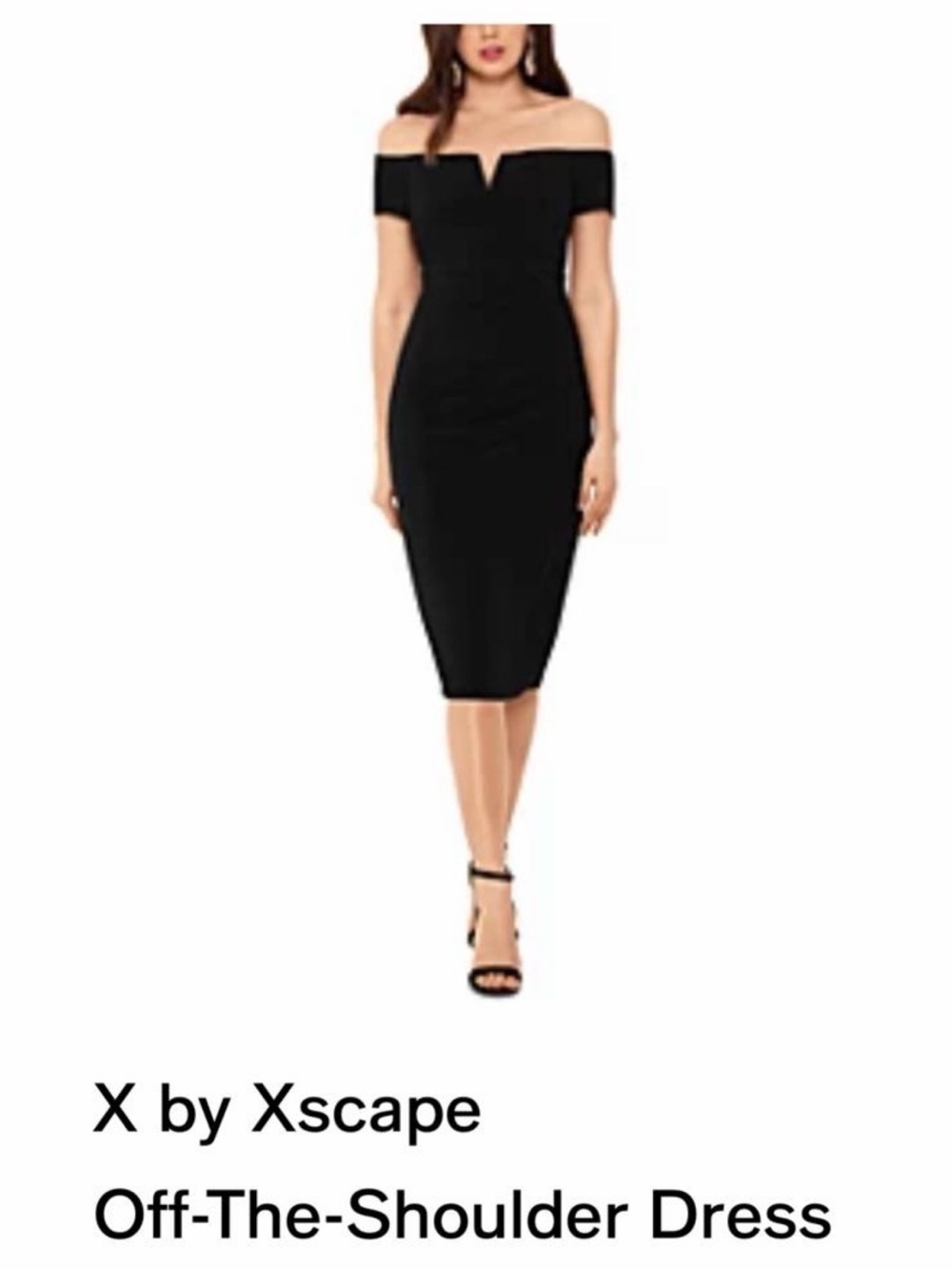 Xscape Black One-Shoulder Notch Midi Dress